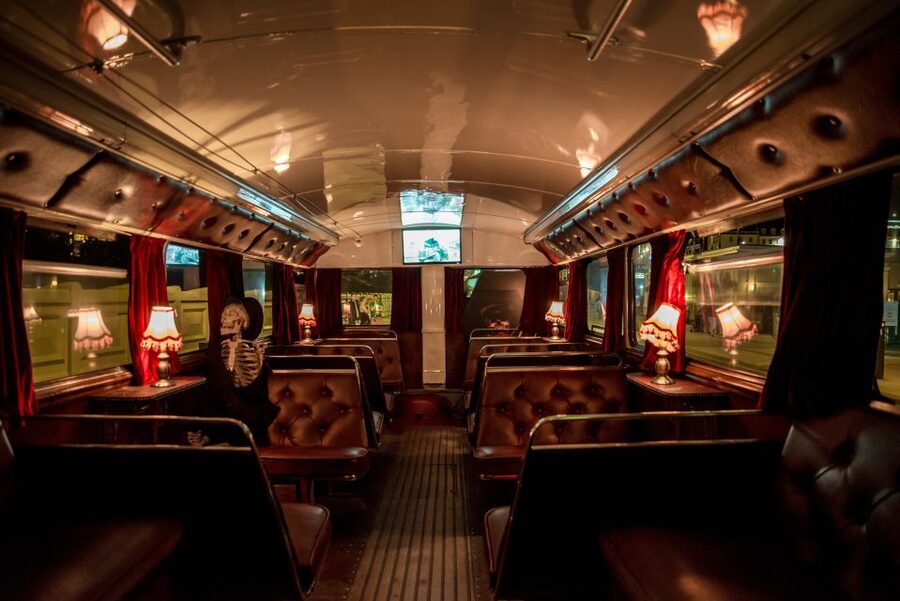 Edinburgh: Comedy Horror Ghost Bus Tour - Boarding the midnight-black double-decker